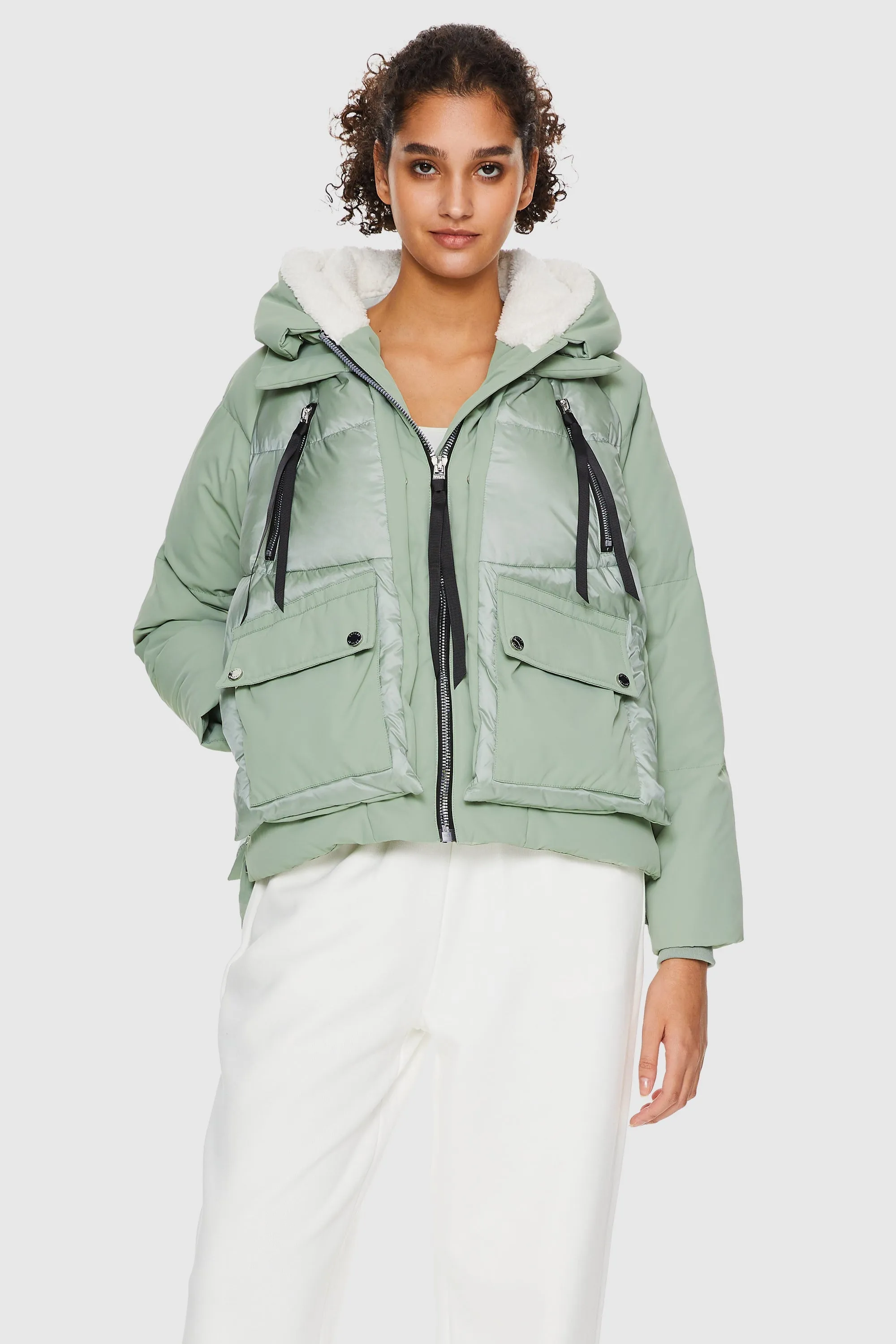 092 Colorlay Cropped Hooded Puffer Jacket