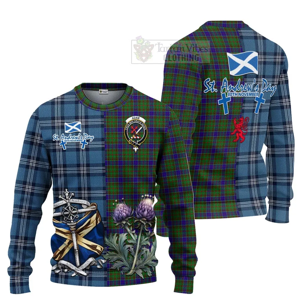 Adam Tartan Knitted Sweater Happy St. Andrew's Day Half Tartan Style