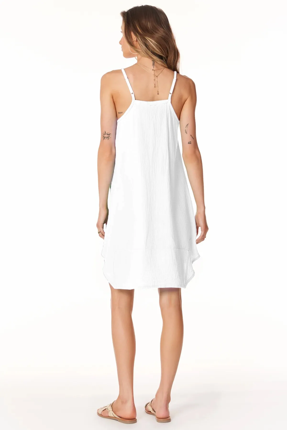 Asymmetrical Hem Dress - White