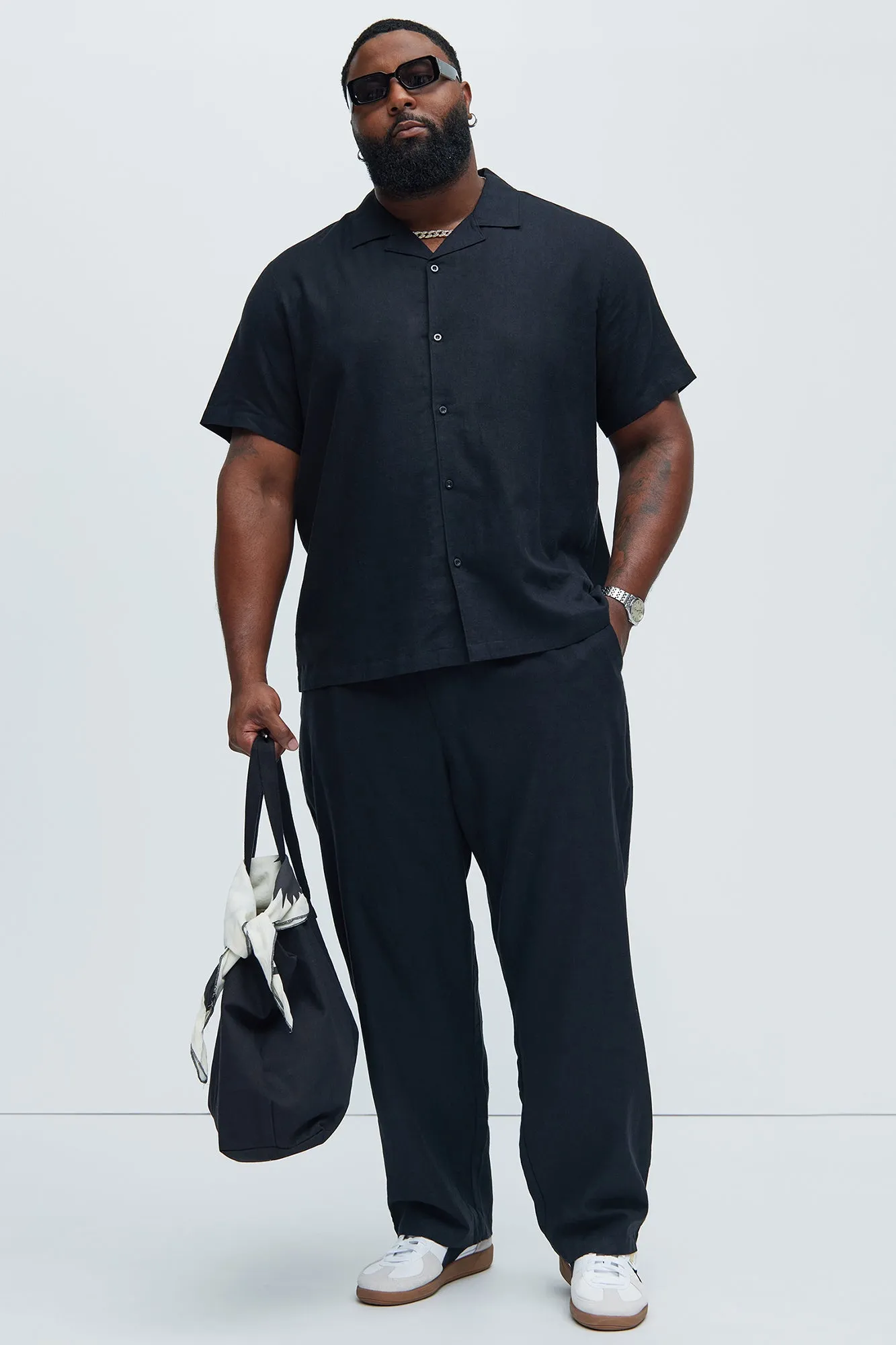 Bahamas Straight Linen Pants - Black