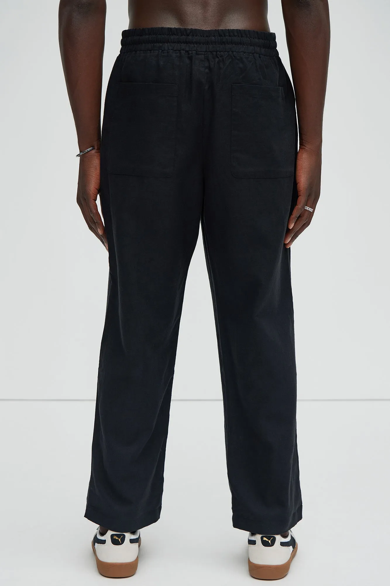 Bahamas Straight Linen Pants - Black