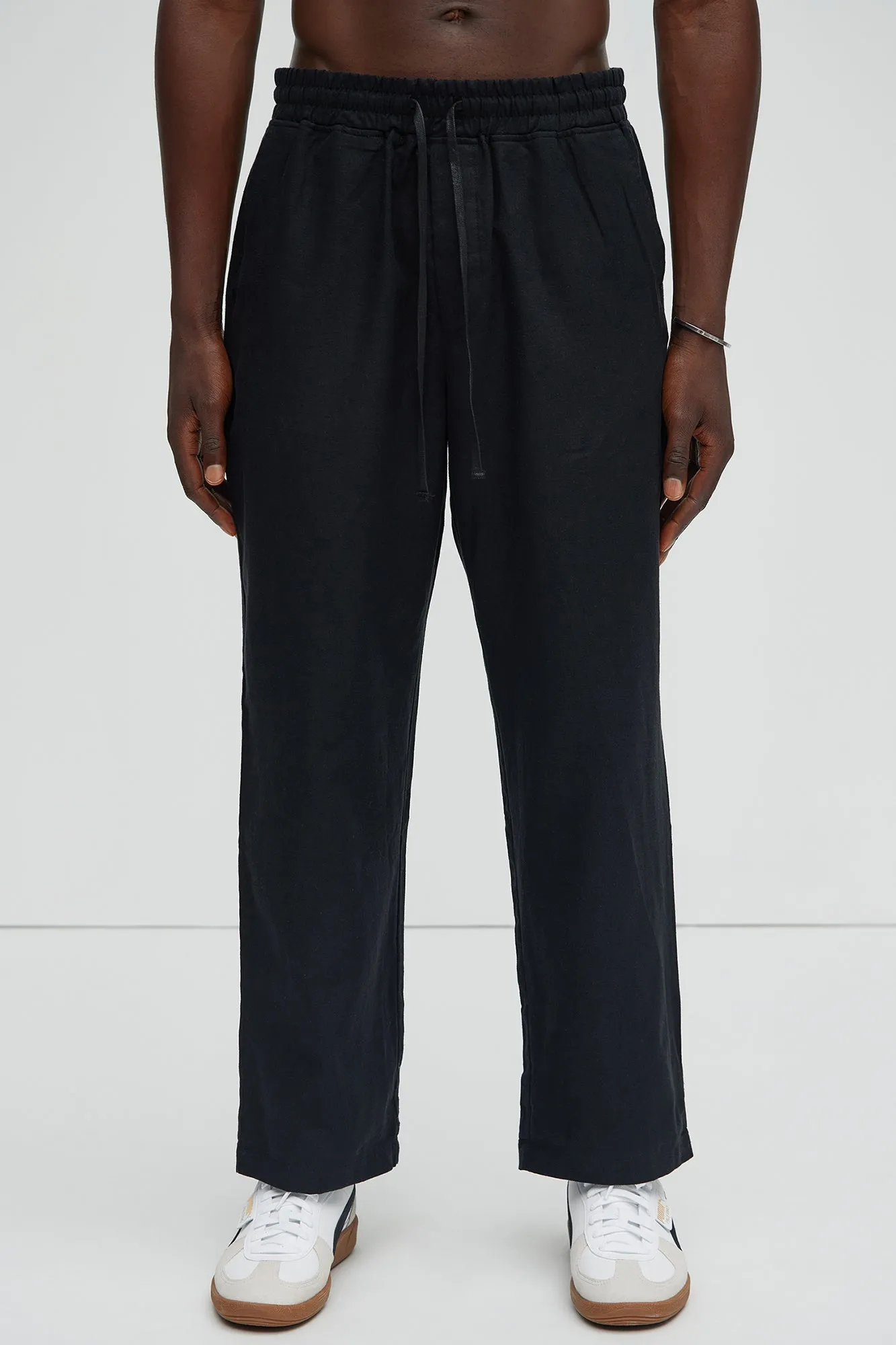 Bahamas Straight Linen Pants - Black