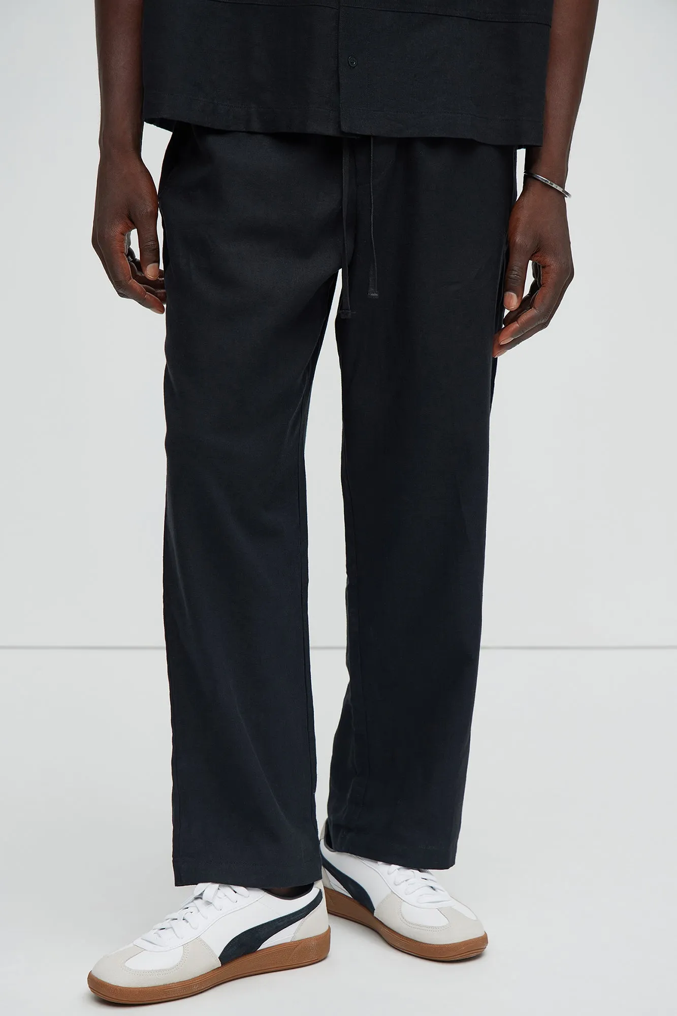 Bahamas Straight Linen Pants - Black