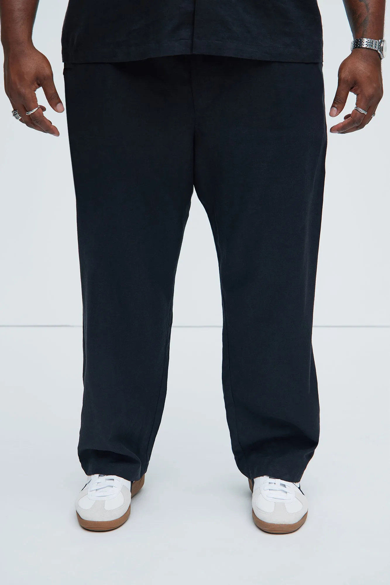 Bahamas Straight Linen Pants - Black