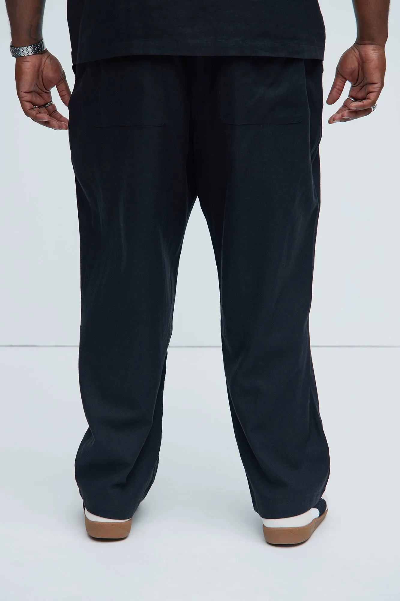 Bahamas Straight Linen Pants - Black