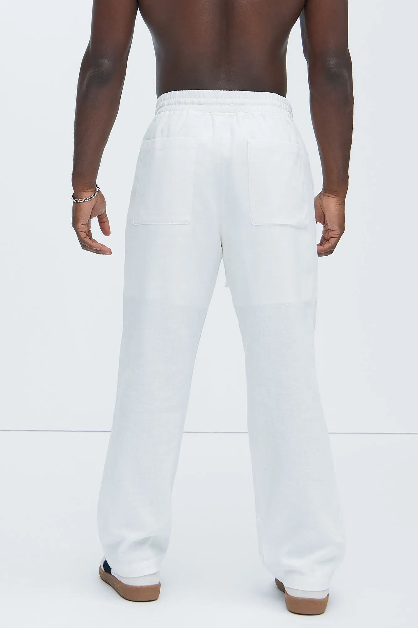 Bahamas Straight Linen Pants - White