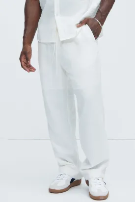 Bahamas Straight Linen Pants - White