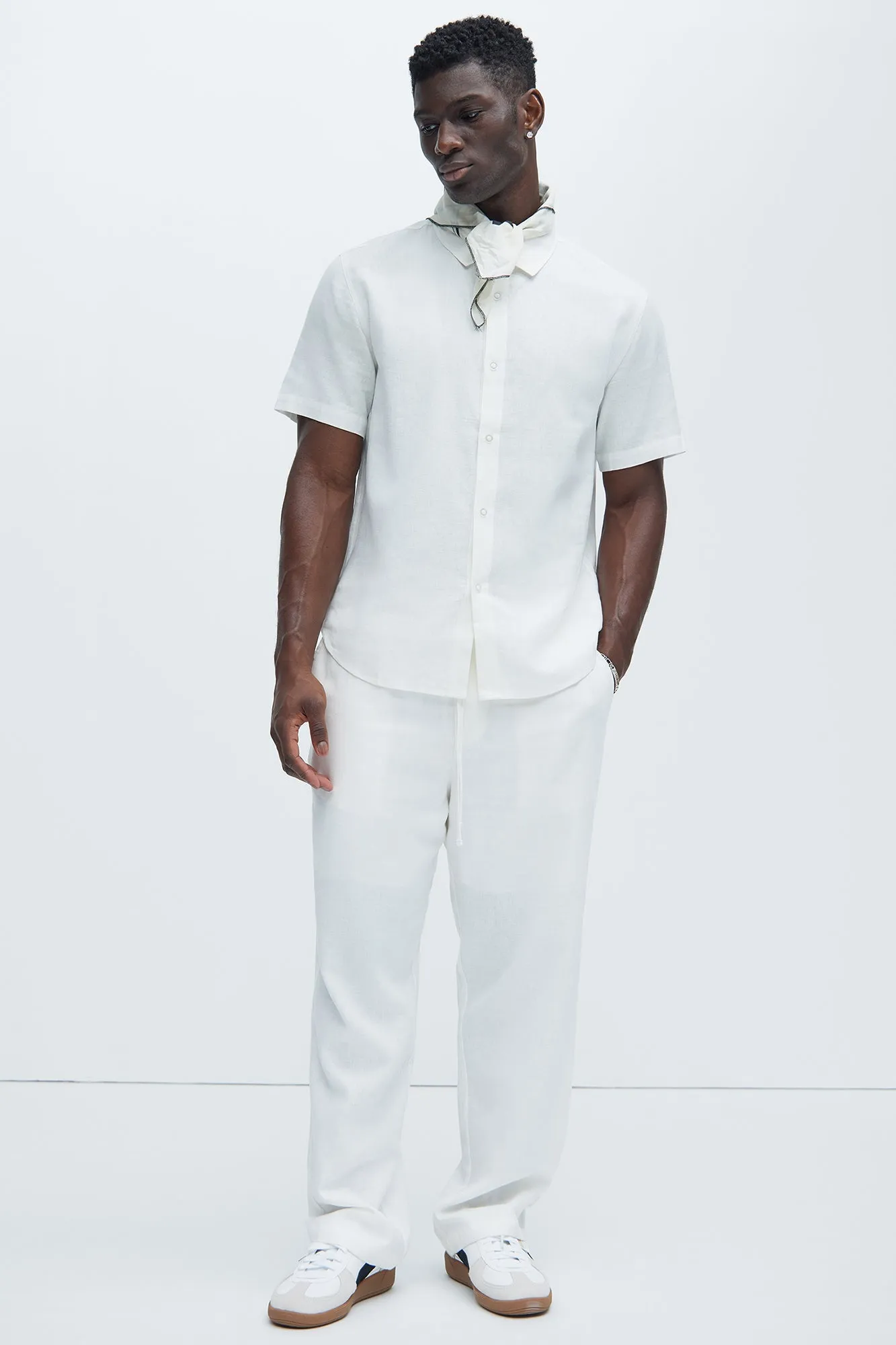 Bahamas Straight Linen Pants - White