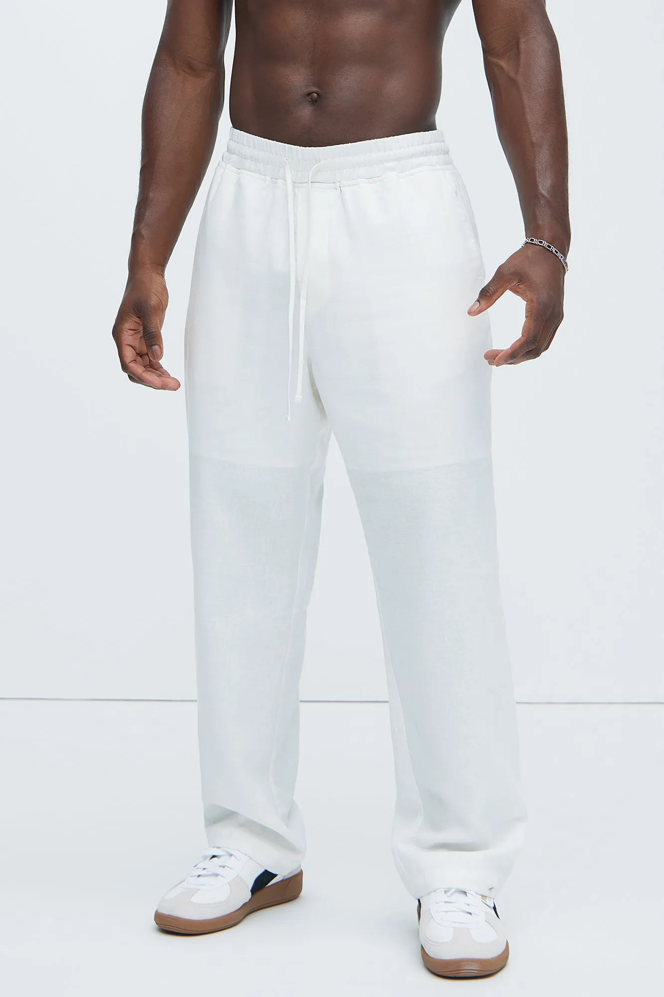 Bahamas Straight Linen Pants - White