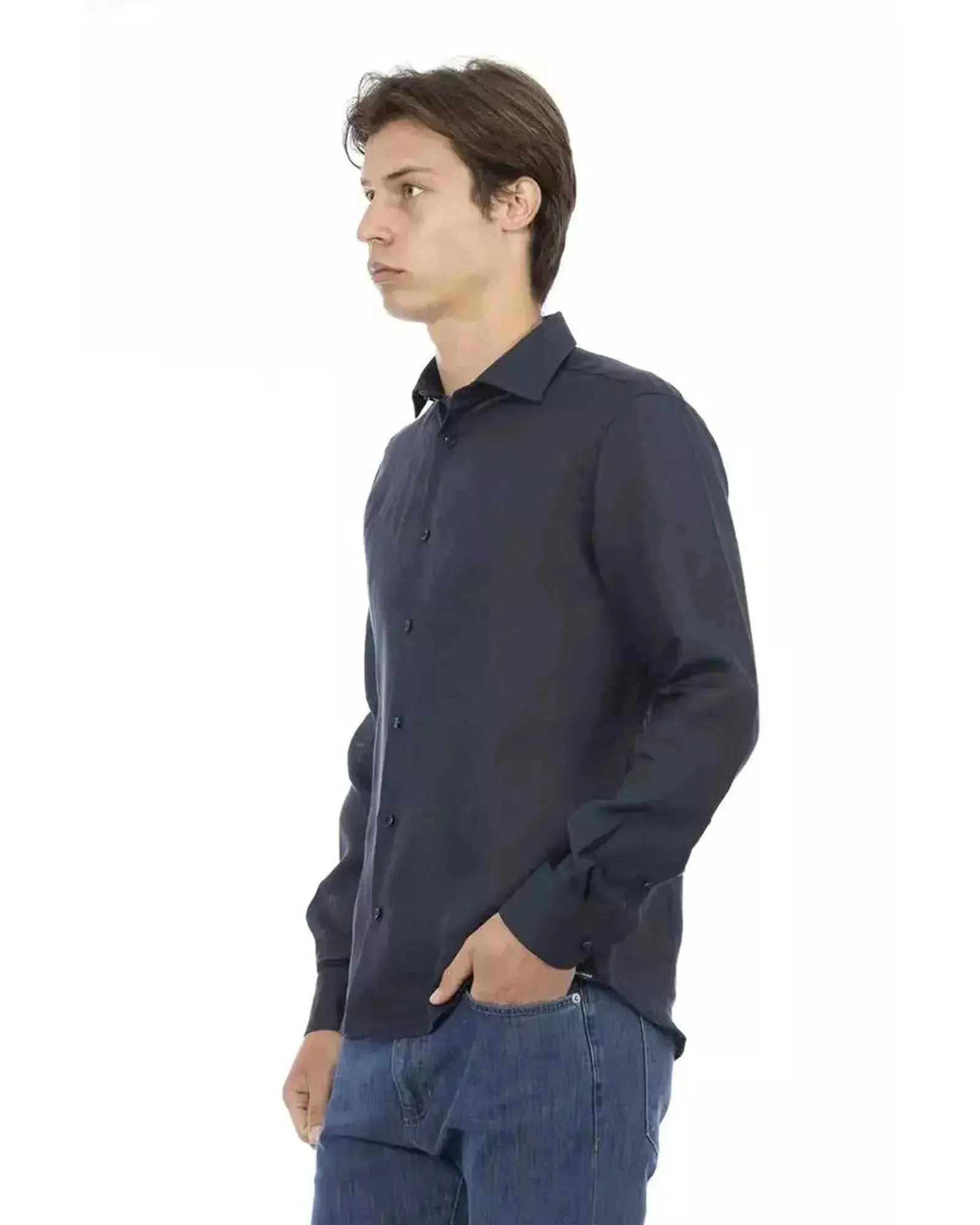 Baldinini Trend Men's Blue Linen Shirt - L