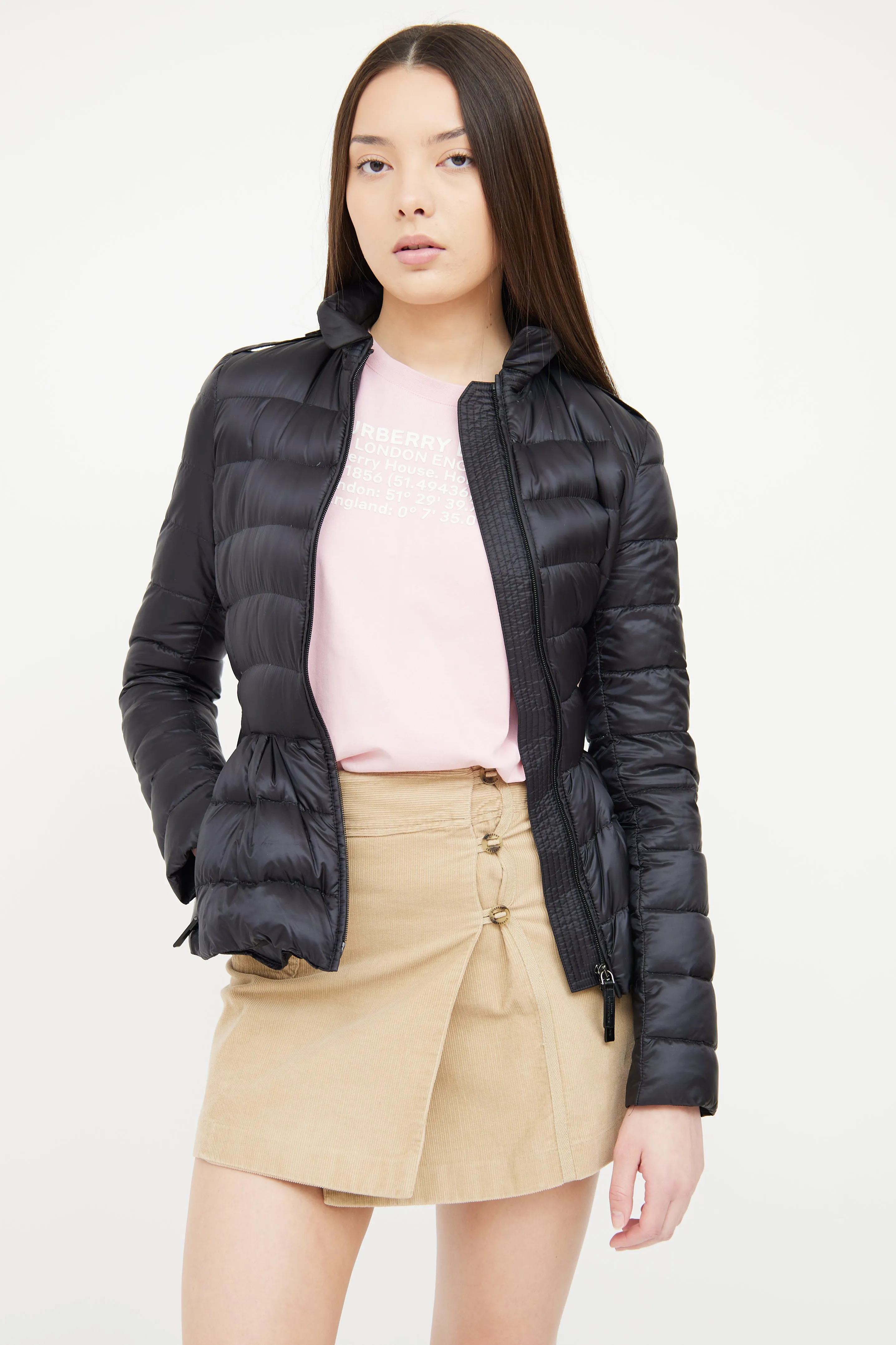 Black Belted Puffer Jacket