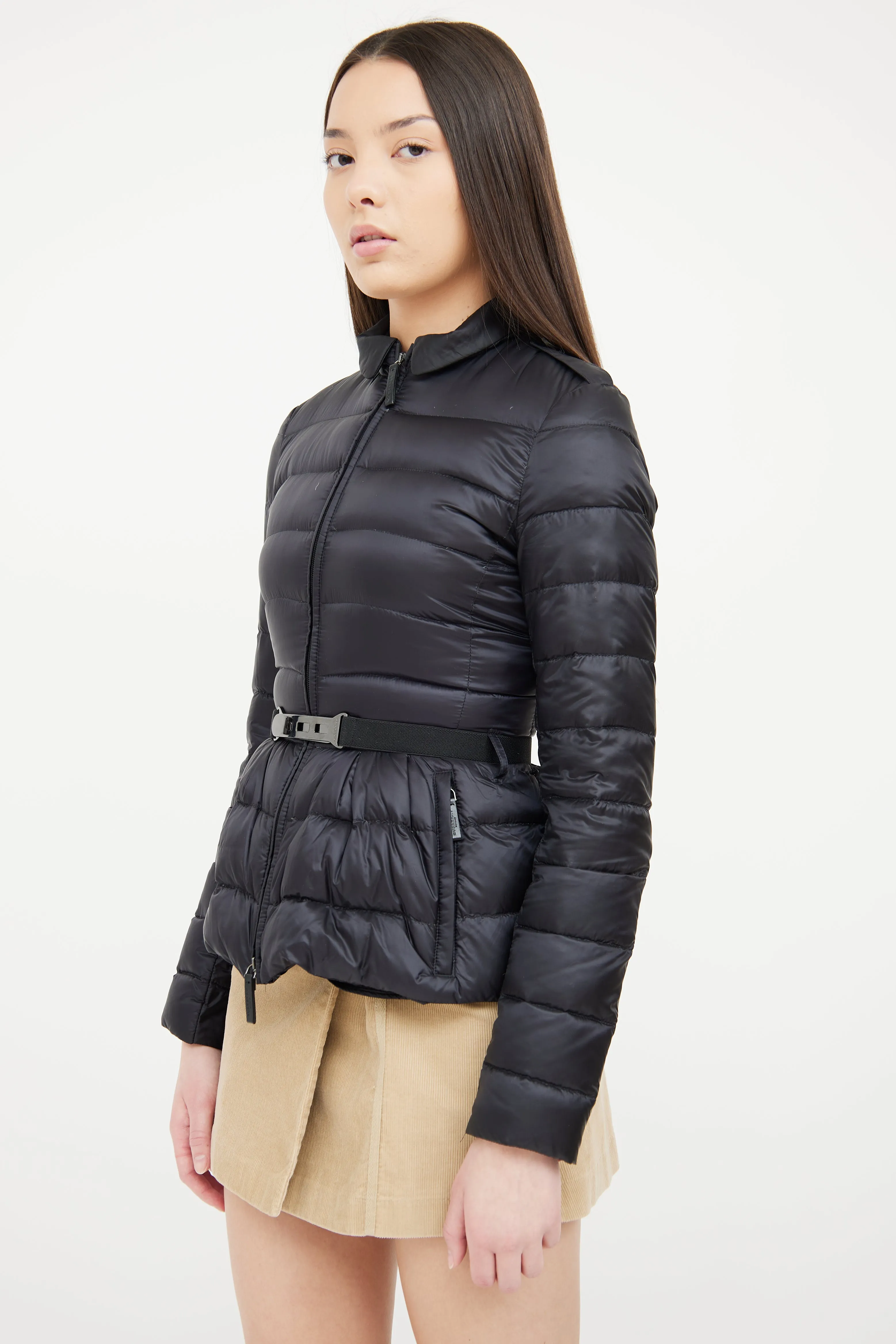 Black Belted Puffer Jacket