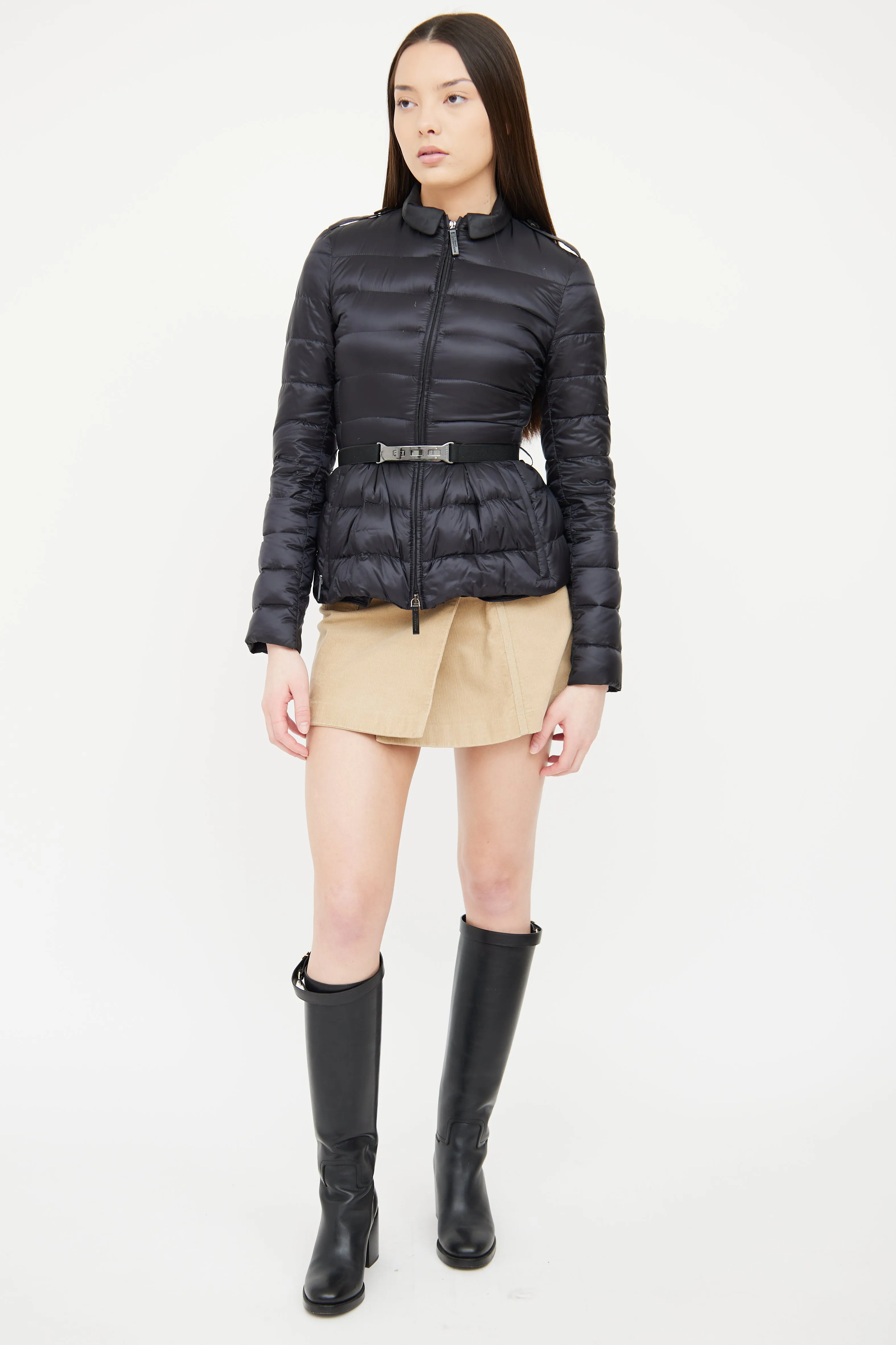 Black Belted Puffer Jacket