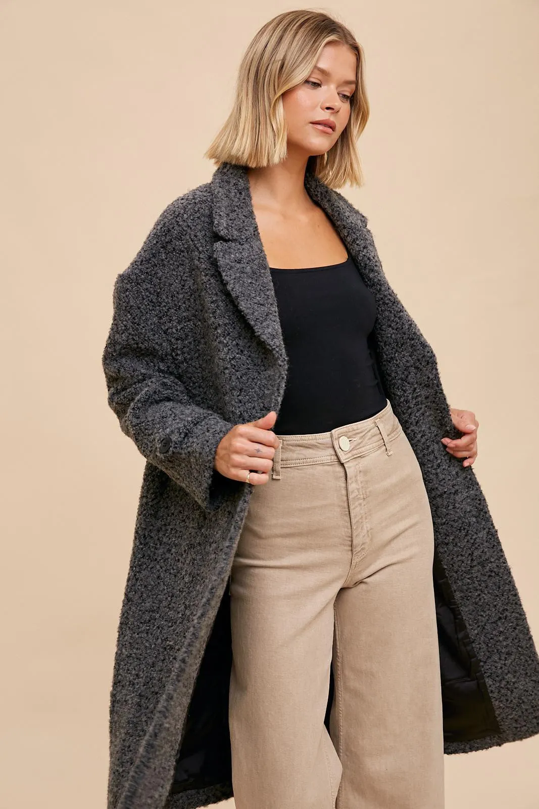 Black Thick Boucle Coat