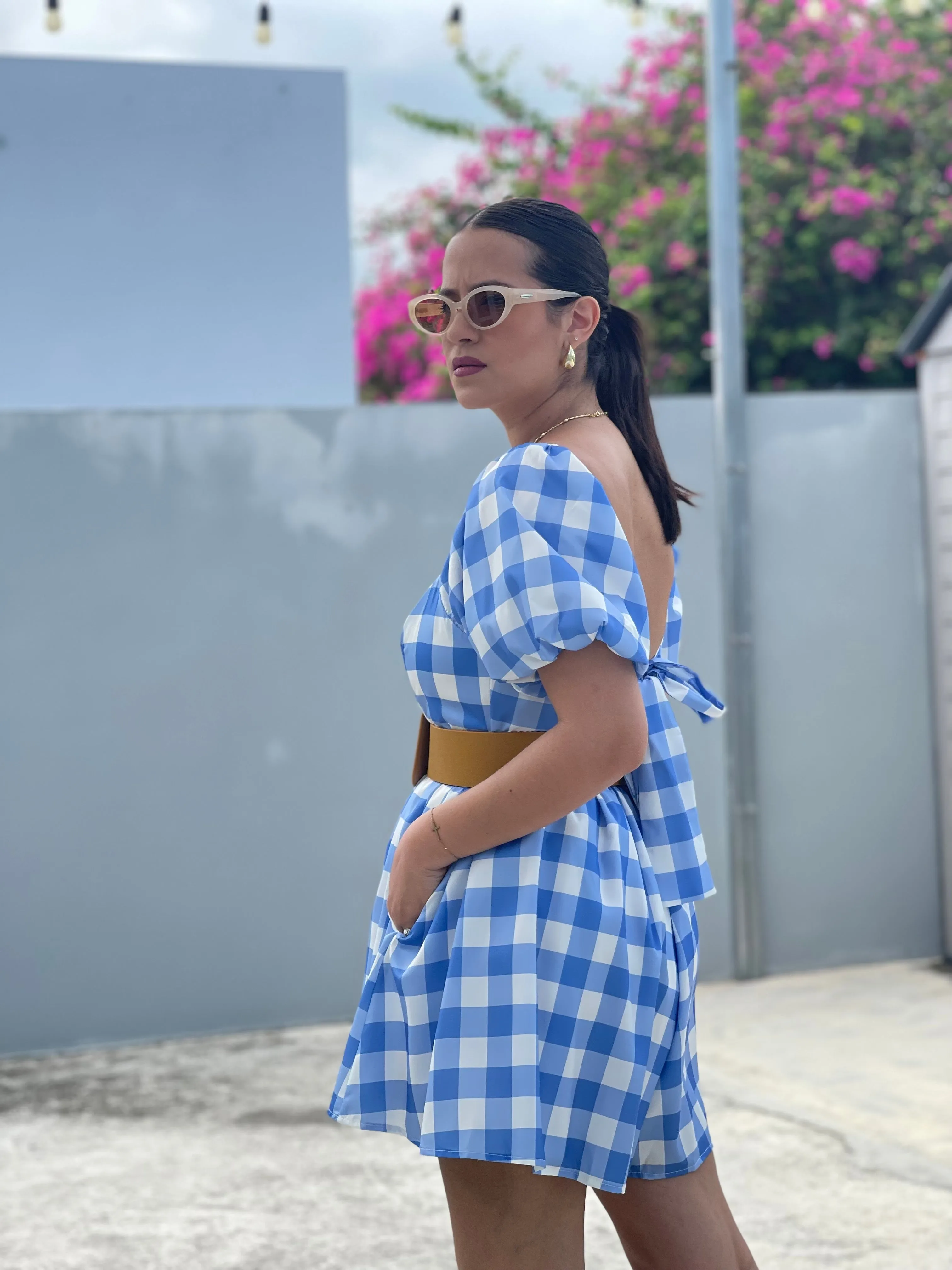 Blue Gingham Romper