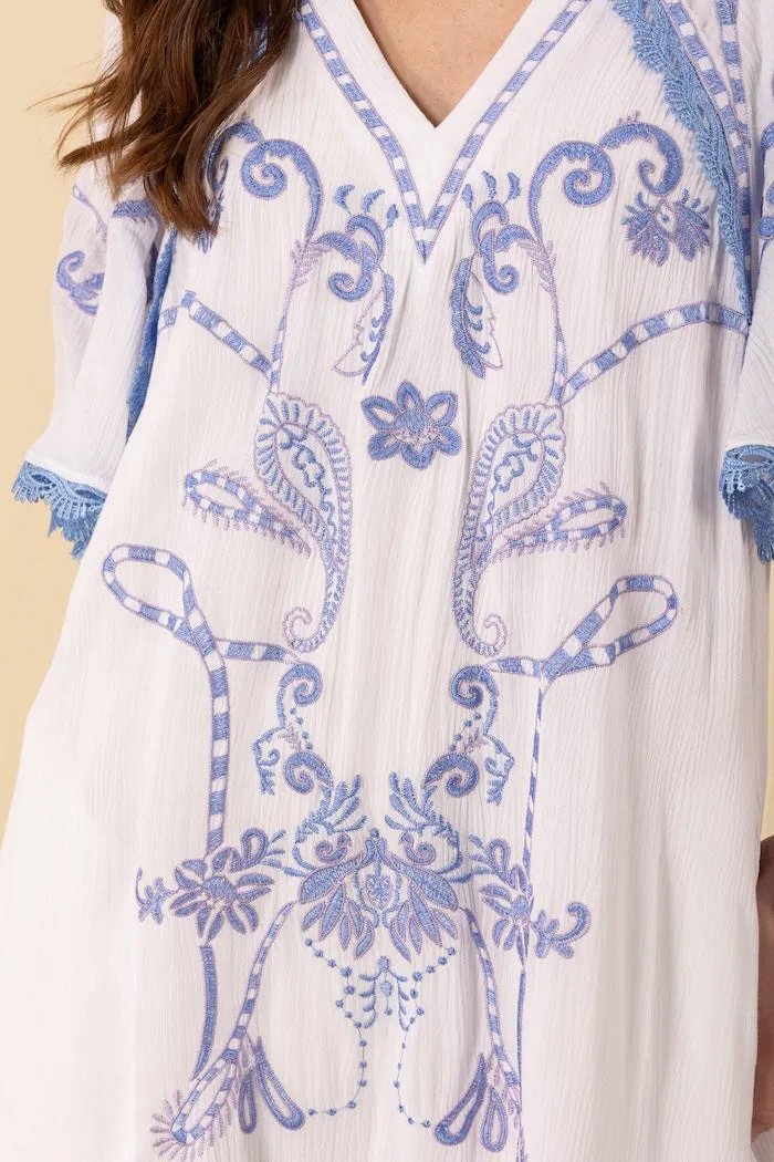 Blue Lennox Embroidered Gauze Dress