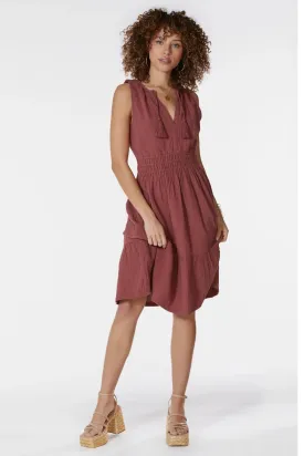 bobi Rustic Sleeveless Split Neck Dress