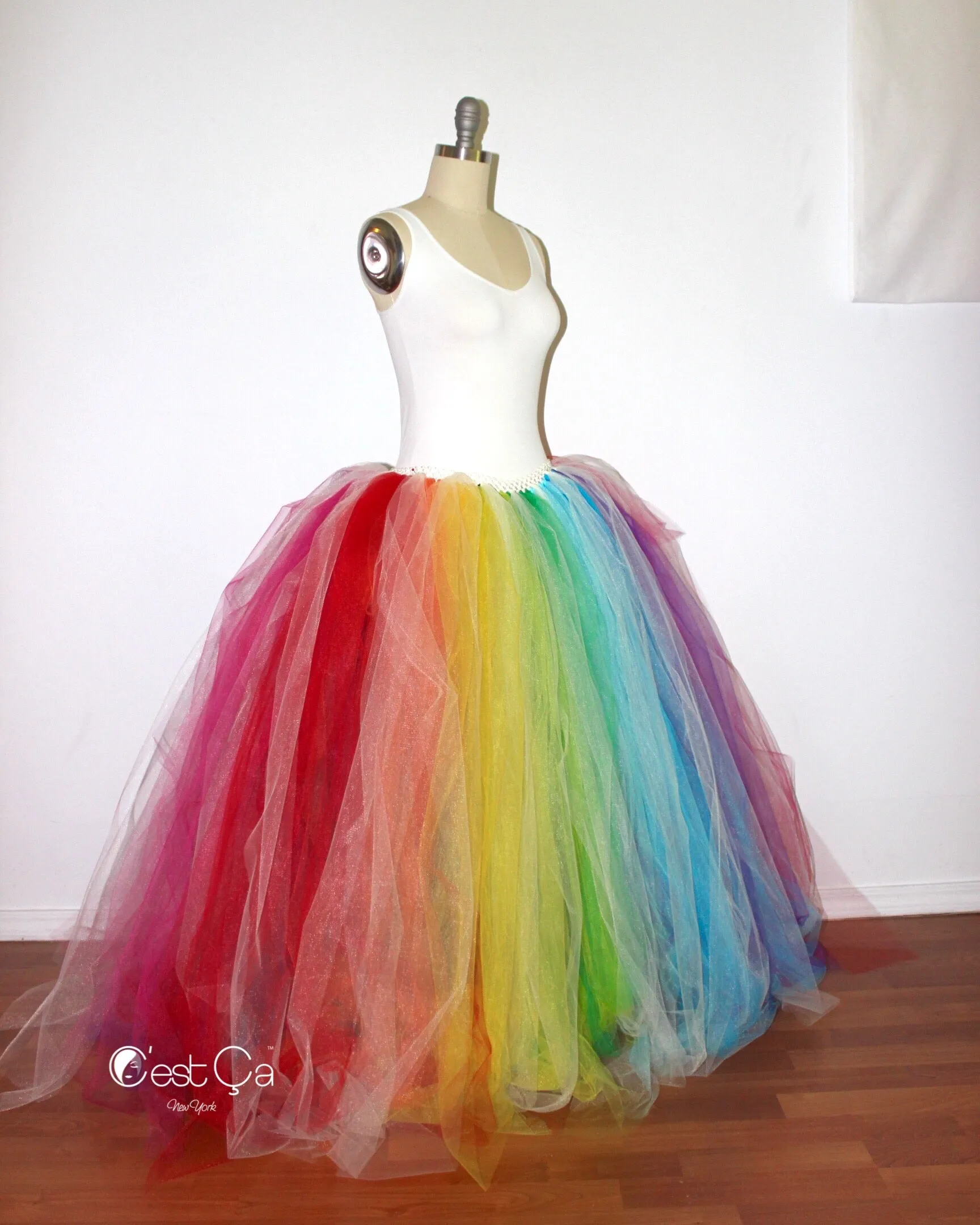 Bright Rainbow Maxi Tulle Skirt