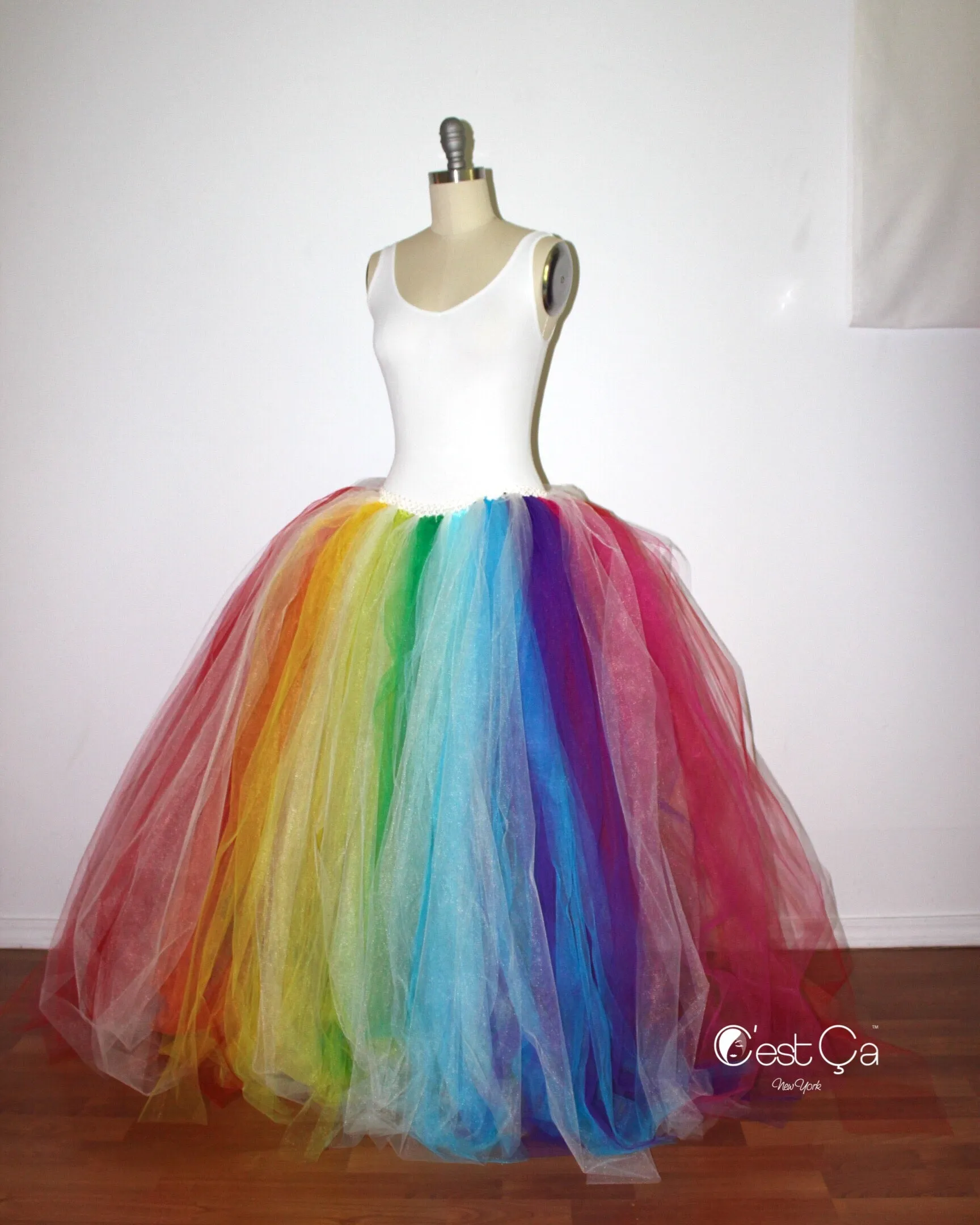 Bright Rainbow Maxi Tulle Skirt