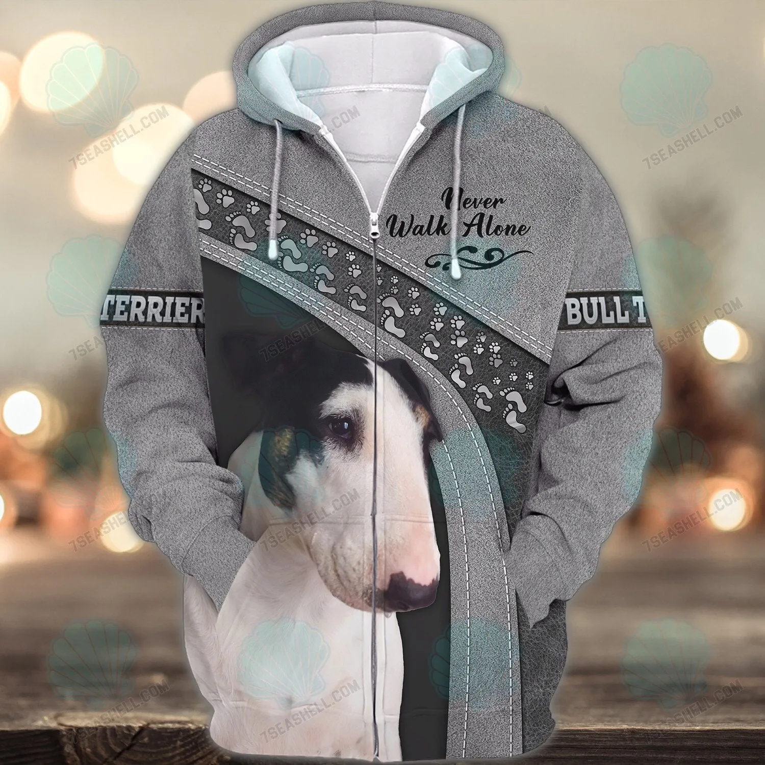 Bull Terrier Never Walk Alone 3D Full Print Shirts 1567, Dog Memorial Gifts for loss of Dog