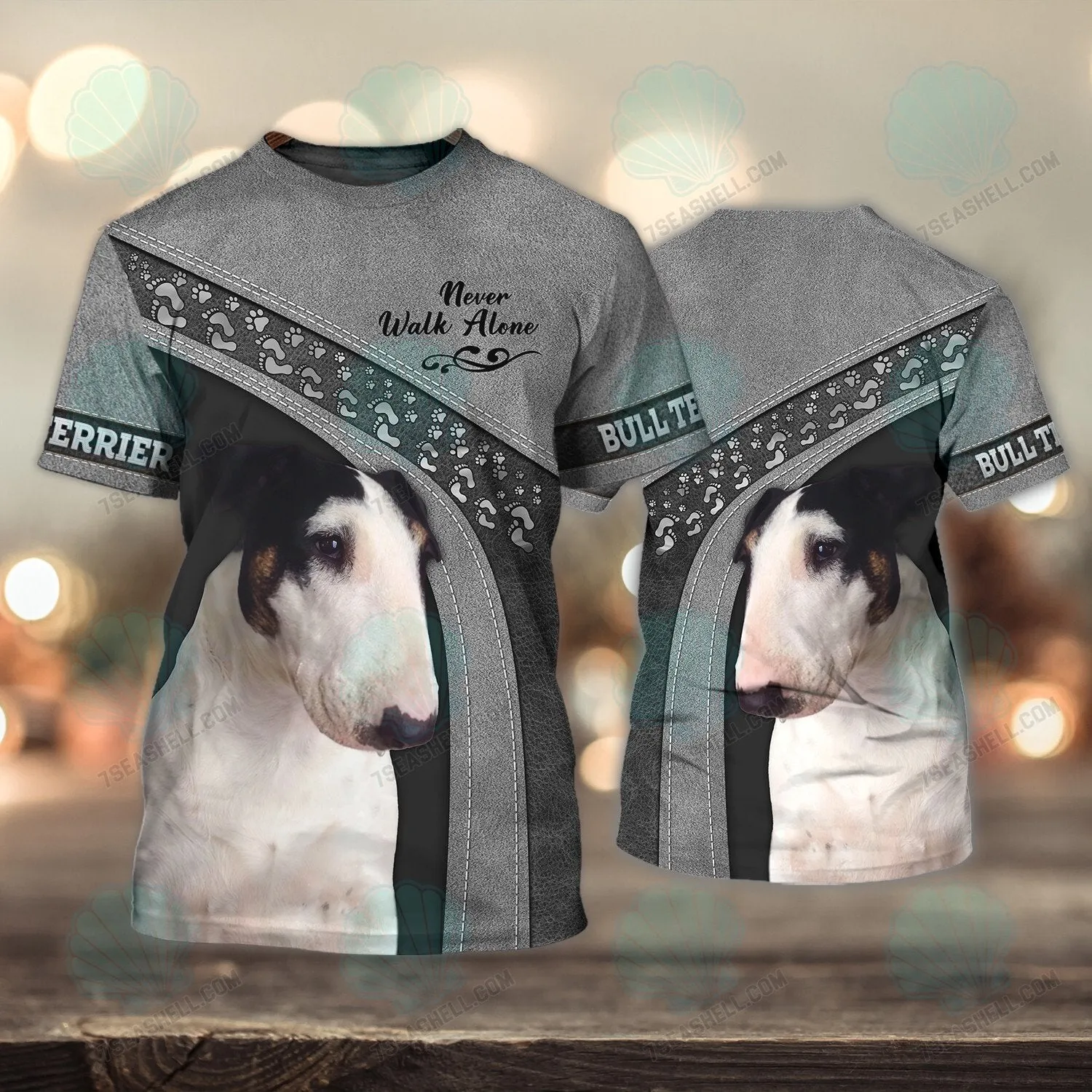 Bull Terrier Never Walk Alone 3D Full Print Shirts 1567, Dog Memorial Gifts for loss of Dog