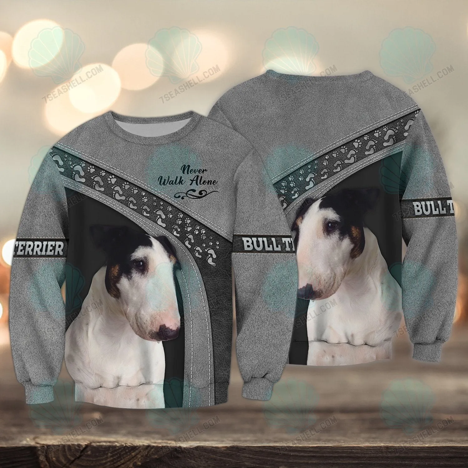 Bull Terrier Never Walk Alone 3D Full Print Shirts 1567, Dog Memorial Gifts for loss of Dog