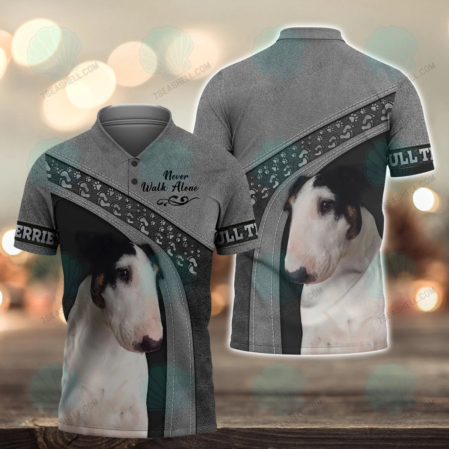 Bull Terrier Never Walk Alone 3D Full Print Shirts 1567, Dog Memorial Gifts for loss of Dog