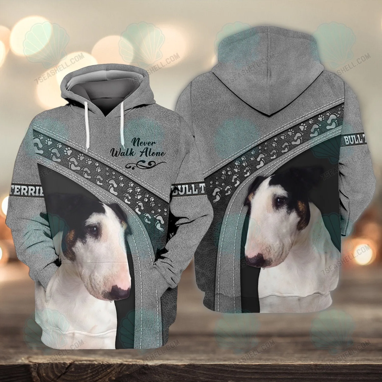 Bull Terrier Never Walk Alone 3D Full Print Shirts 1567, Dog Memorial Gifts for loss of Dog