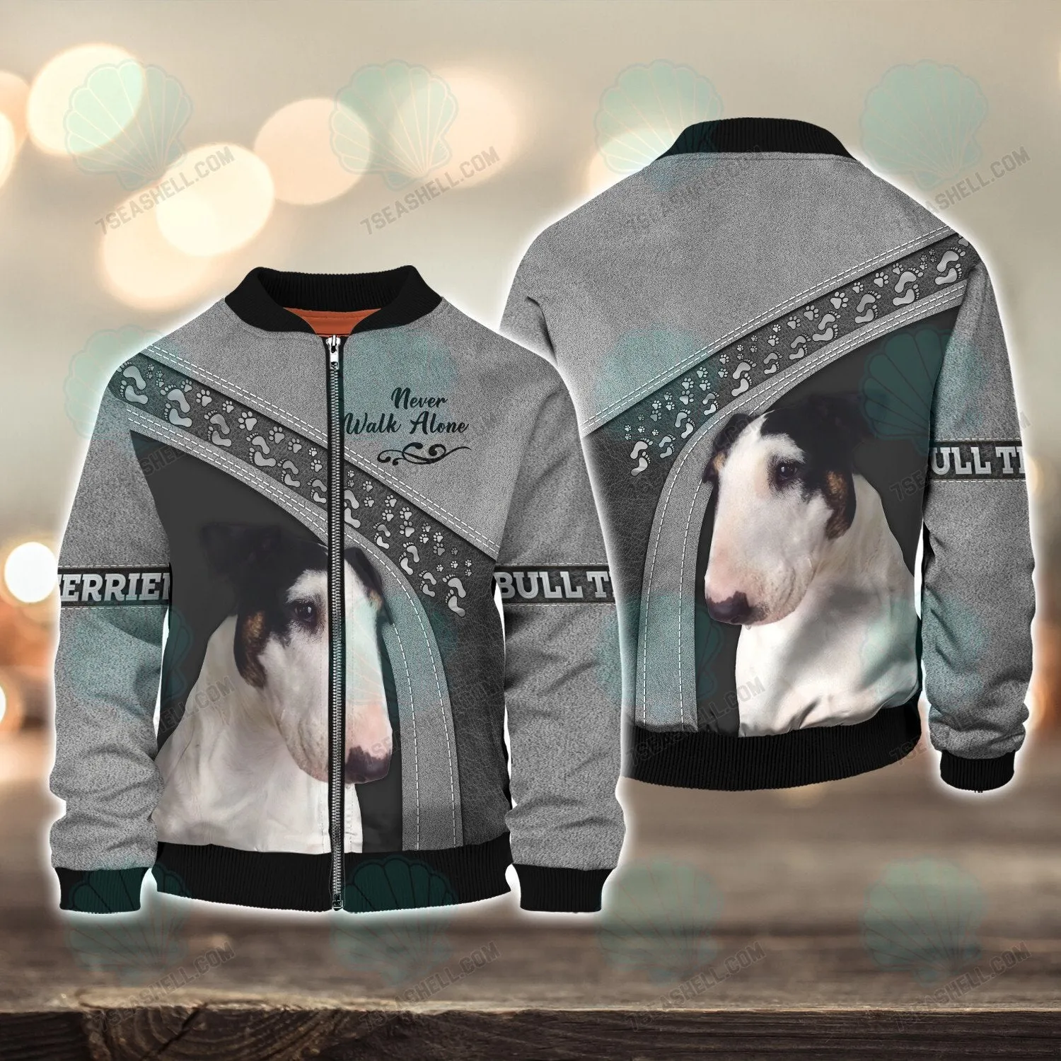 Bull Terrier Never Walk Alone 3D Full Print Shirts 1567, Dog Memorial Gifts for loss of Dog