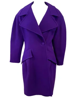 Christian Lacroix 90s Exaggerated Silhouette Purple Wool Coat