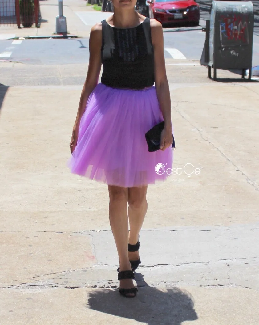 Clarisa Lilac Tulle Skirt - Midi