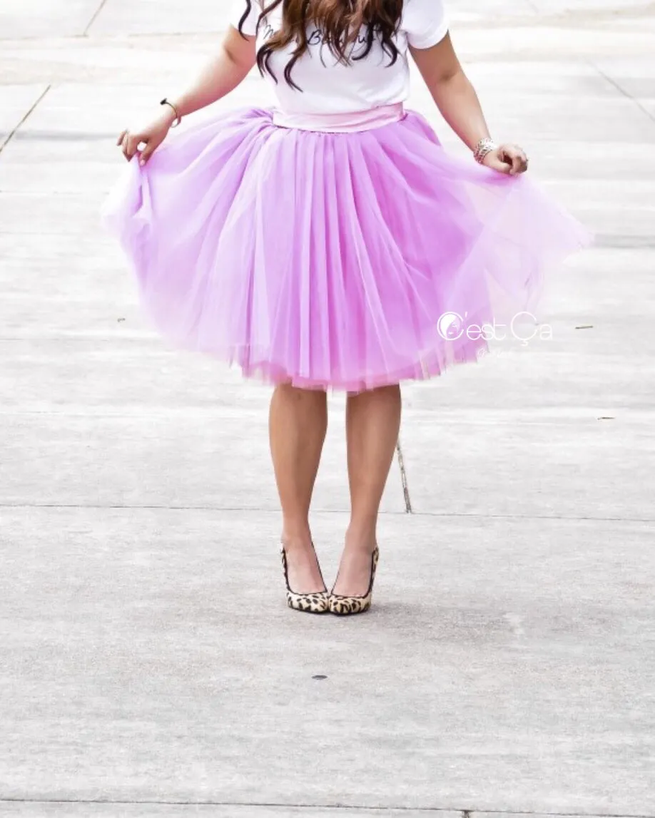 Clarisa Lilac Tulle Skirt - Midi