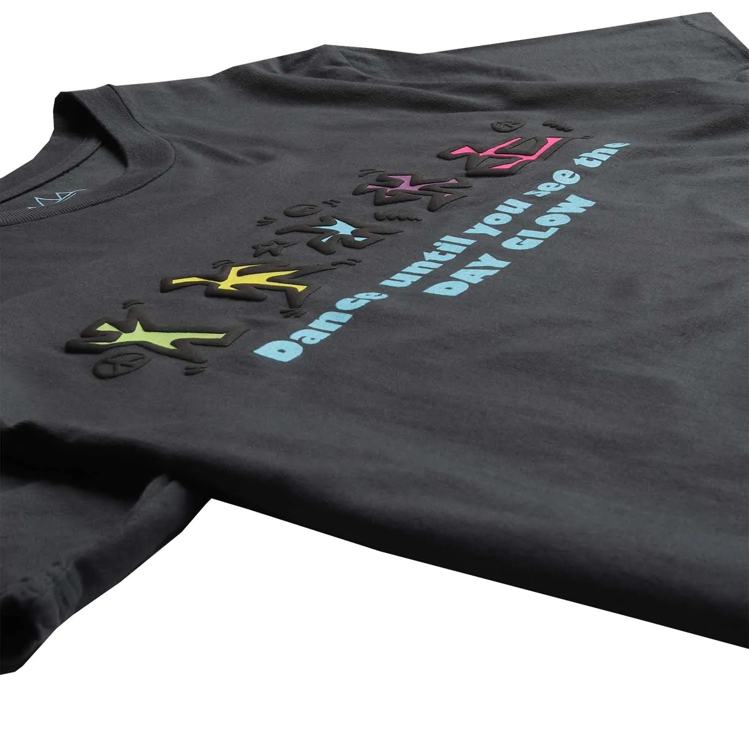 DANCE UNTIL YOU SEE THE DAY GLOW puffy ink graphic tee