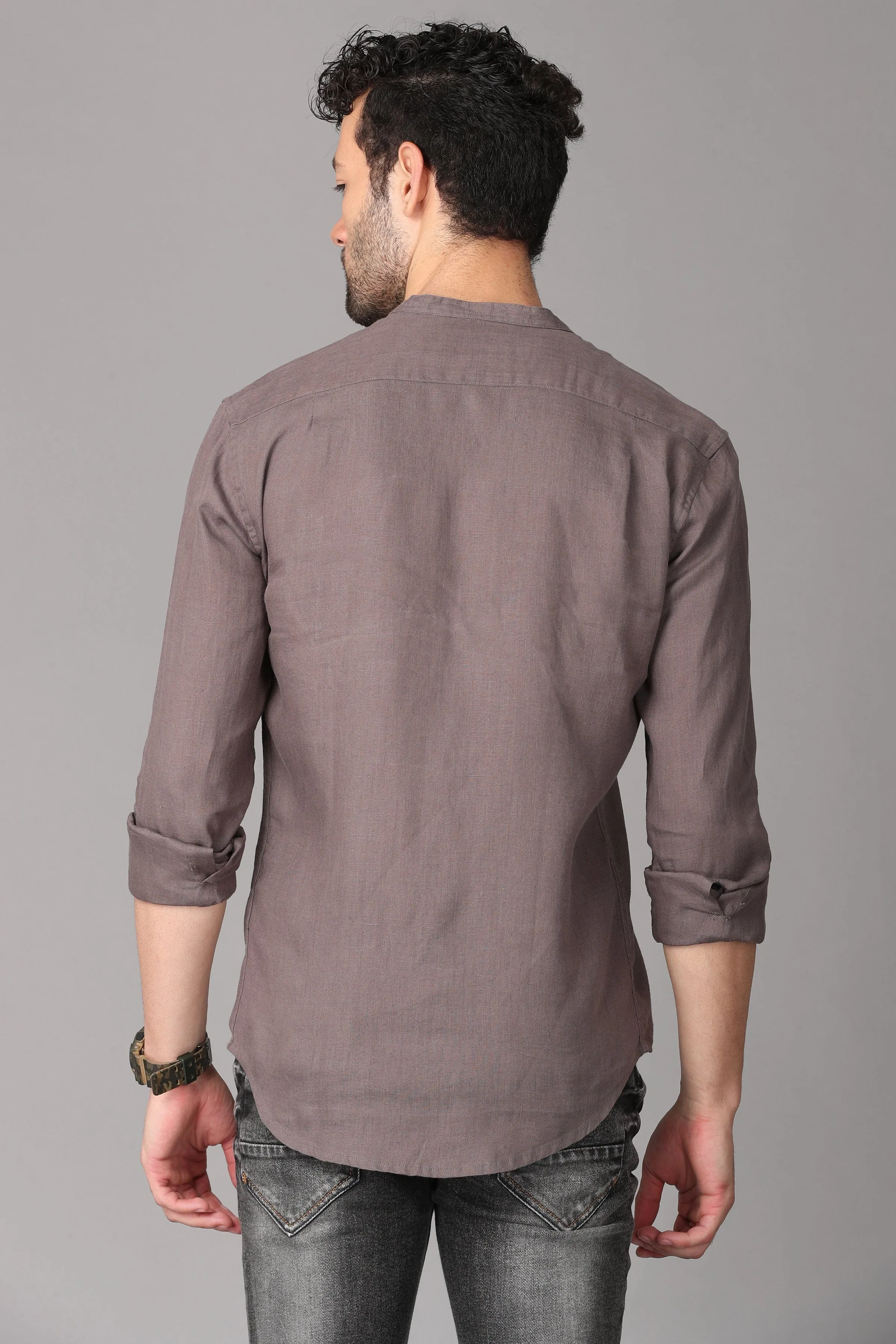 Deep Taupe Linen Shirt