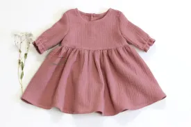 Emma Muslin Dress, Old- pink