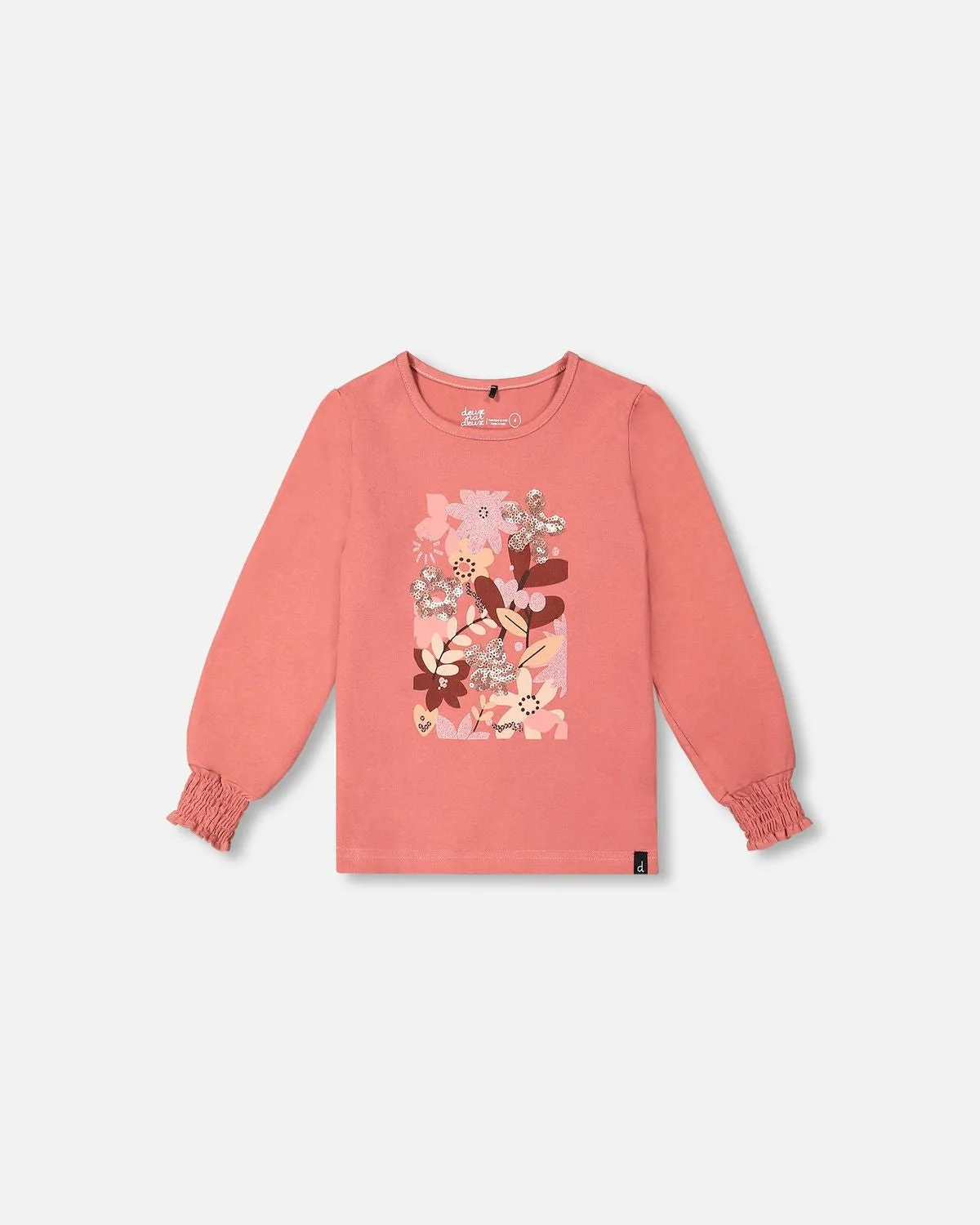 Floral Pink Cinnamon Puffy Sleeve Top