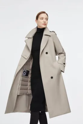 Full Length Detachable Goose Down Trench Coat