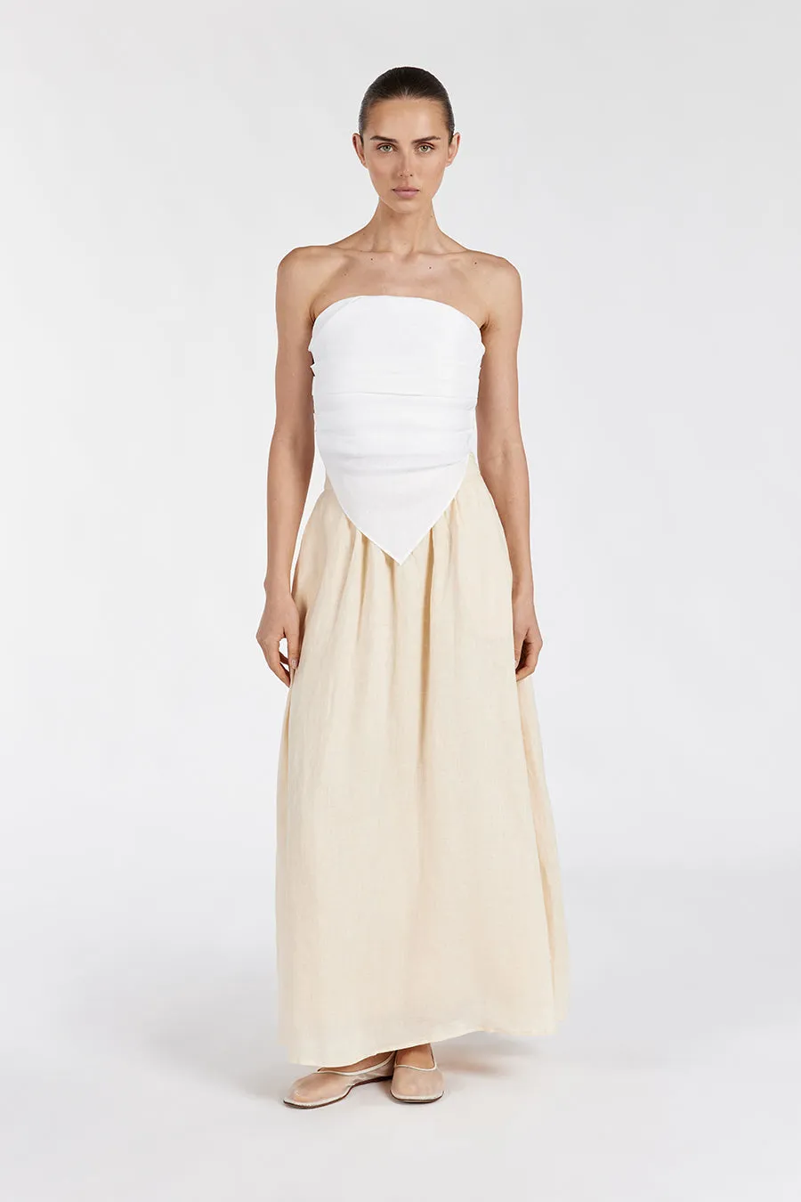 GEMIMA LEMON LINEN MIDI SKIRT