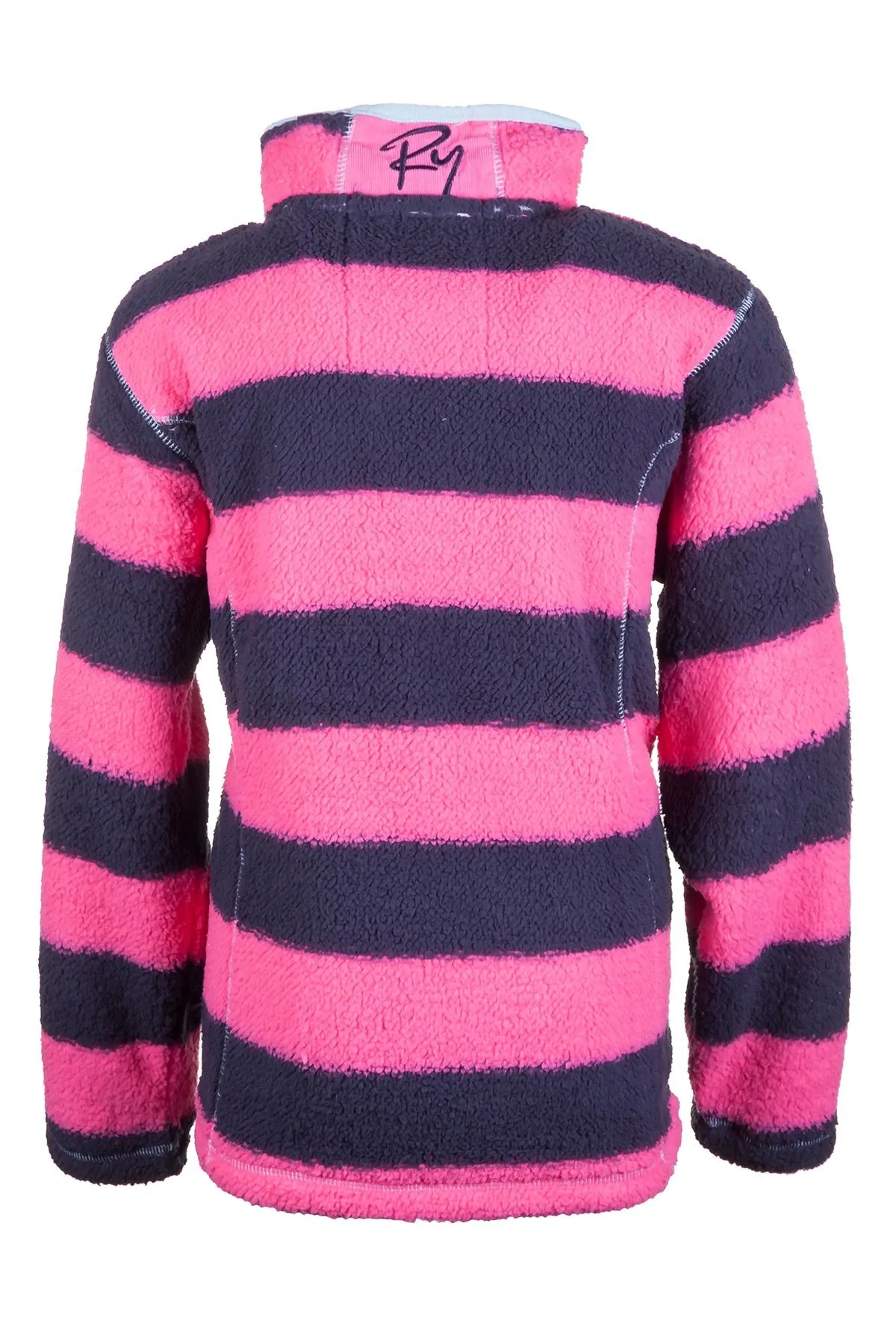 Girls Striped Button Neck Fun Fleece