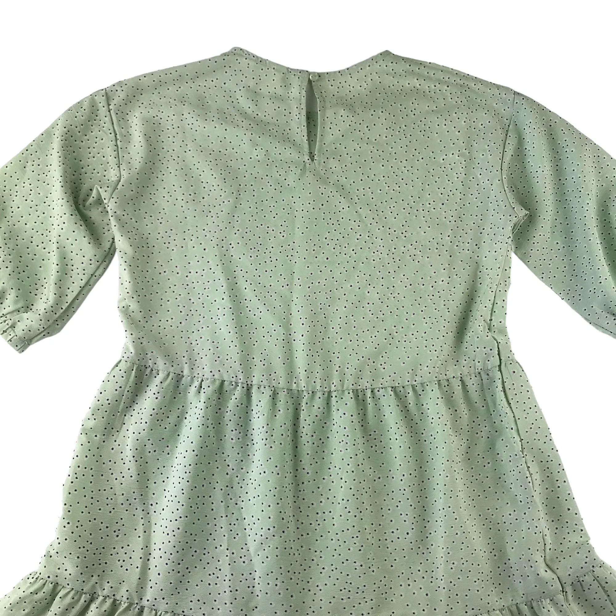 H&M dress 9-10 years light green midi length floral short sleeve layered