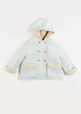 Herringbone Fluffy Lined Coat in Blue (6mths-2yrs)