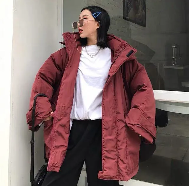 Huge Coat Elastic Waist Thick Cotton Loose Long Jacket