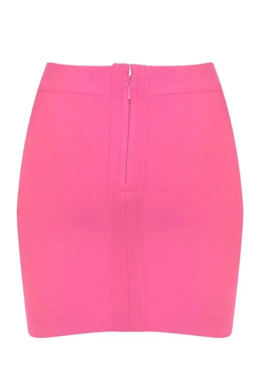 Jay High Waist Bandage Mini Skirt - Hot Pink