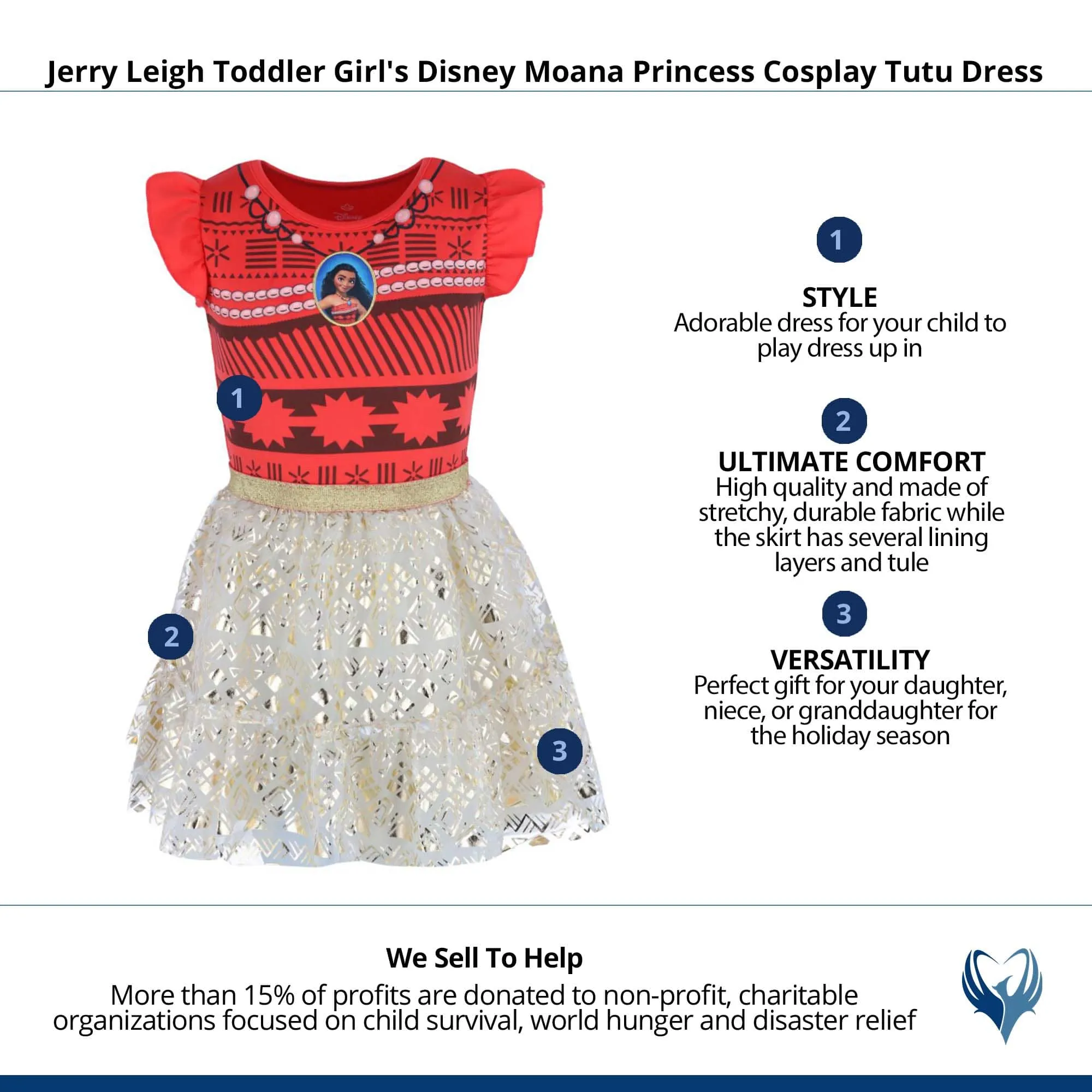 Jerry Leigh Toddler Girl's Disney Moana Princess Cosplay Tutu Dress