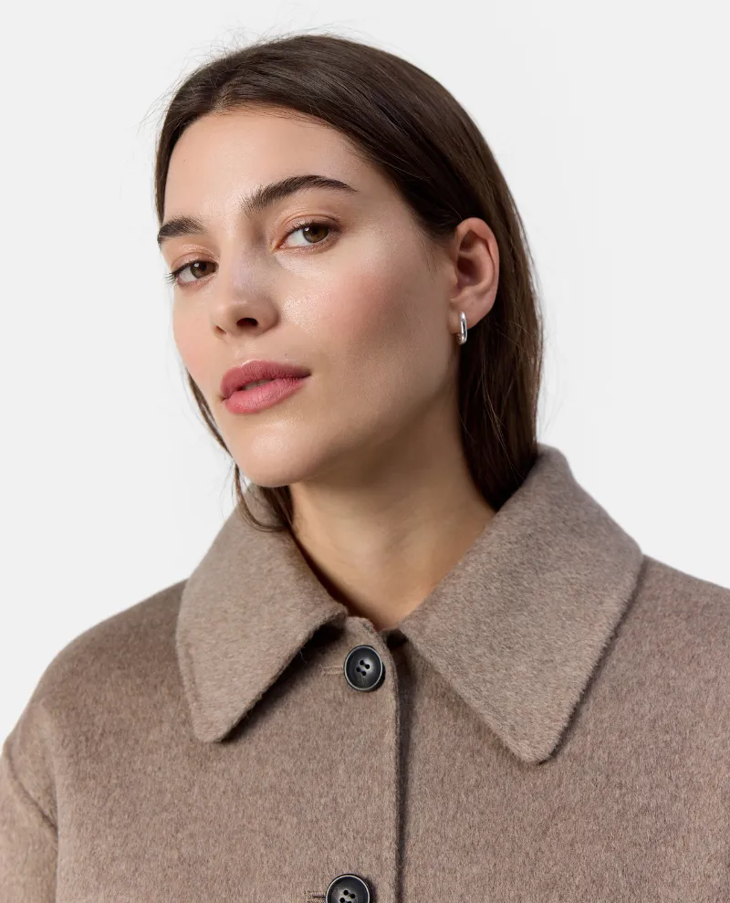 Levete Room Owa Short Taupe Brown Wool Jacket