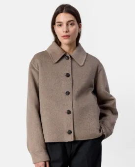 Levete Room Owa Short Taupe Brown Wool Jacket