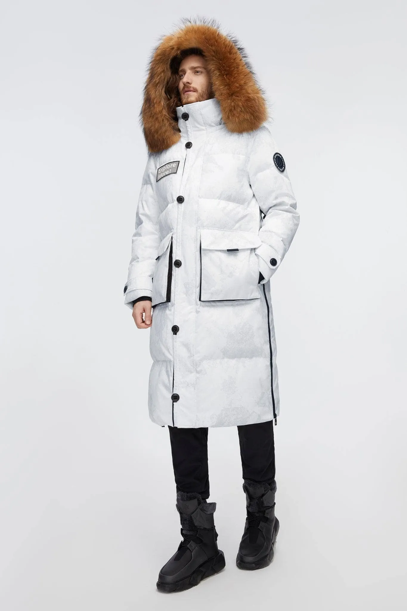 Long Goose Down Jacket With Hood