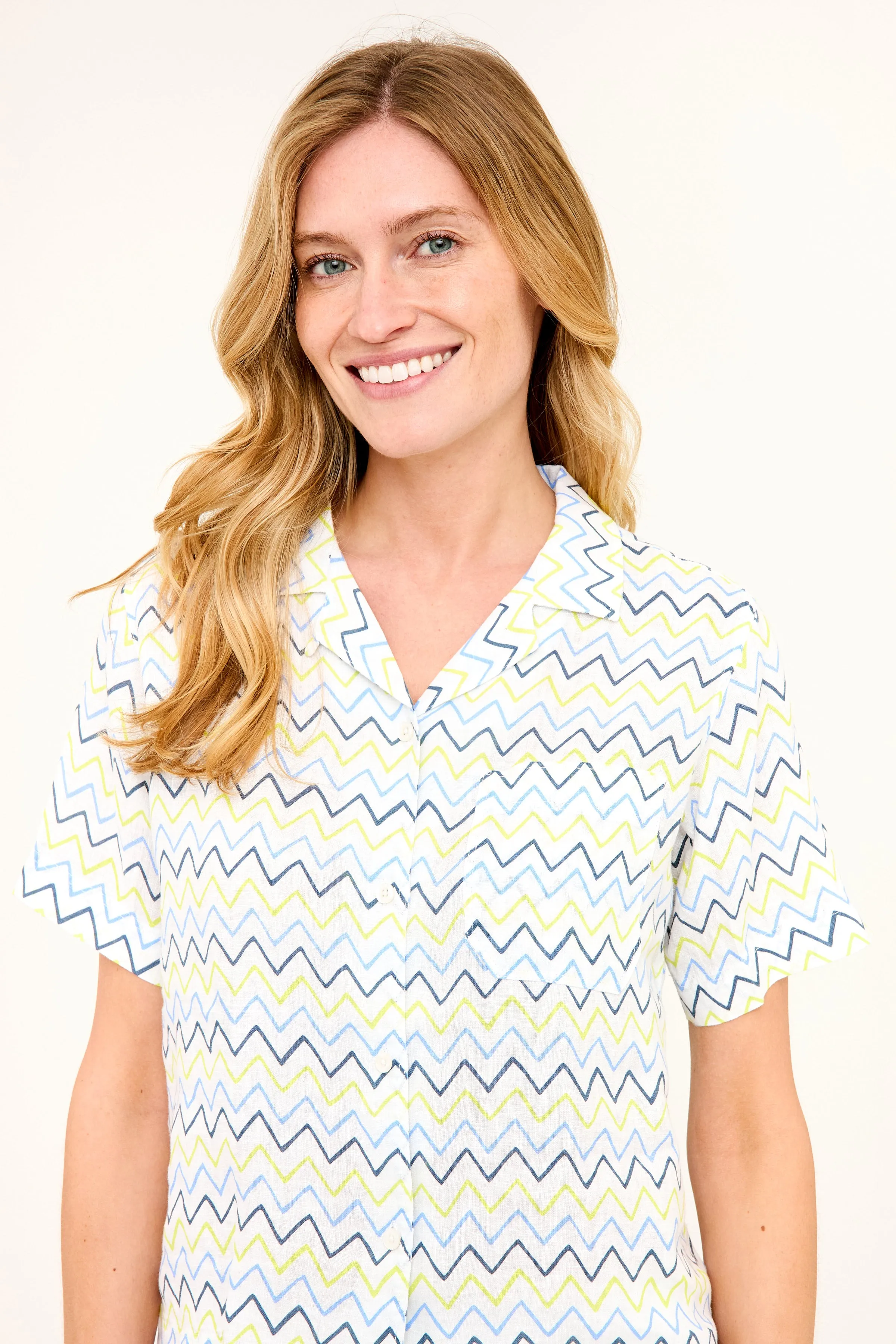 Maddie Camp Shirt - Zig Zag Print