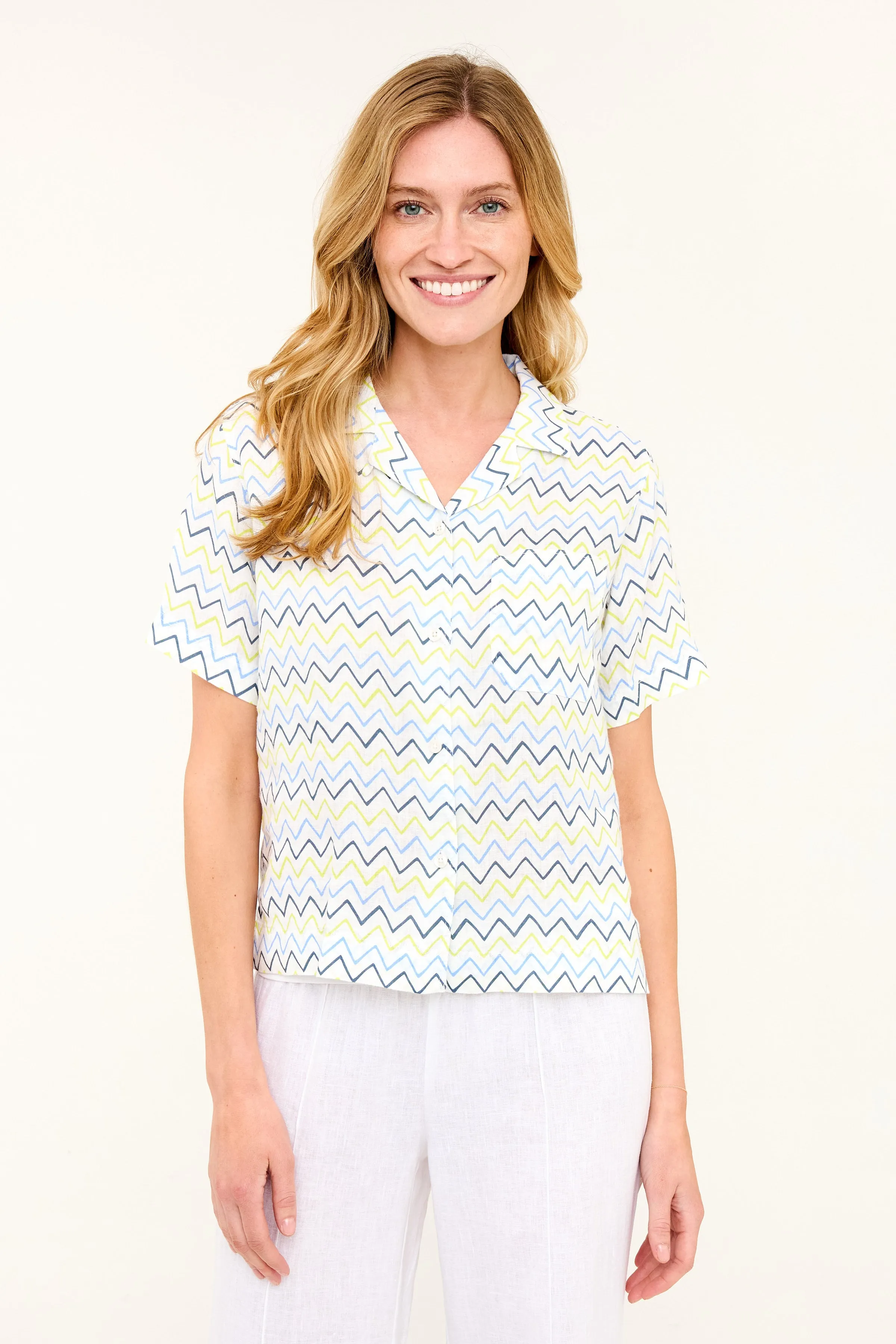 Maddie Camp Shirt - Zig Zag Print