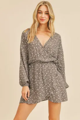 Make It Known Floral Dress - Charcoal